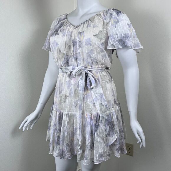 Rebecca Taylor Women Size XL White Lily Silk Floral Tiered Ruffle Mini NEW Dress - Picture 10 of 17